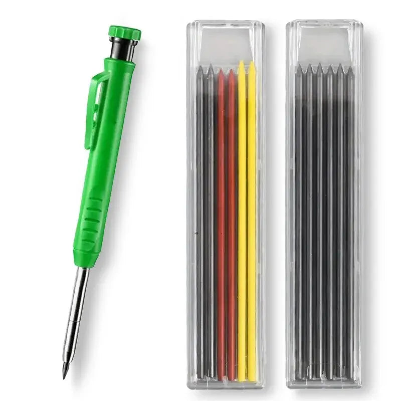 Solid Carpenter Pencil Set Woodworking Tools Mechanical Pencil 5 Colors Refill Construction Job Tools Carpentry Marking Scriber