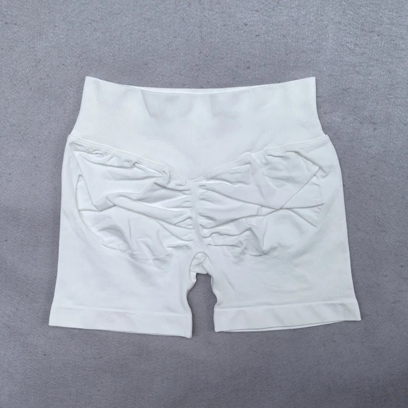 Gym Shorts Women Fitness Sports Biker Shorts 4.5" Low Ribbed Band Yoga Shorts Workout Scrunch Butt Seamless Leggings