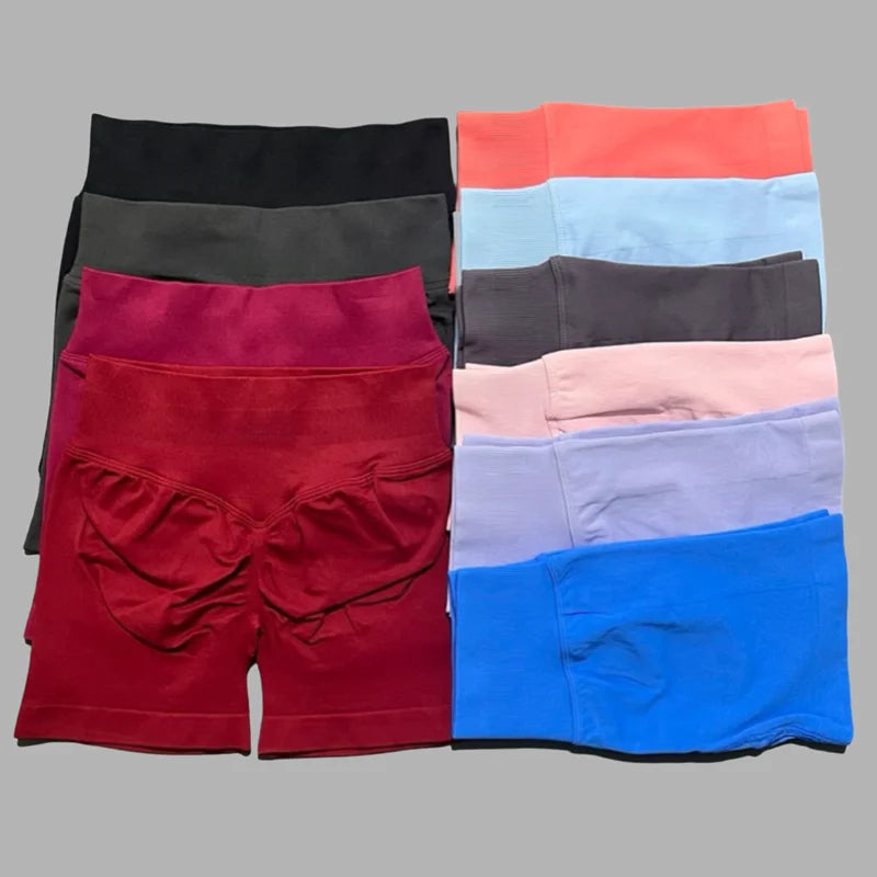 HISTELLO Impact Shorts 4.5" Women Fitness Sports Biker Shorts Low Waist Gym Short Workout Scrunch Butt Yoga Seamless Leggings