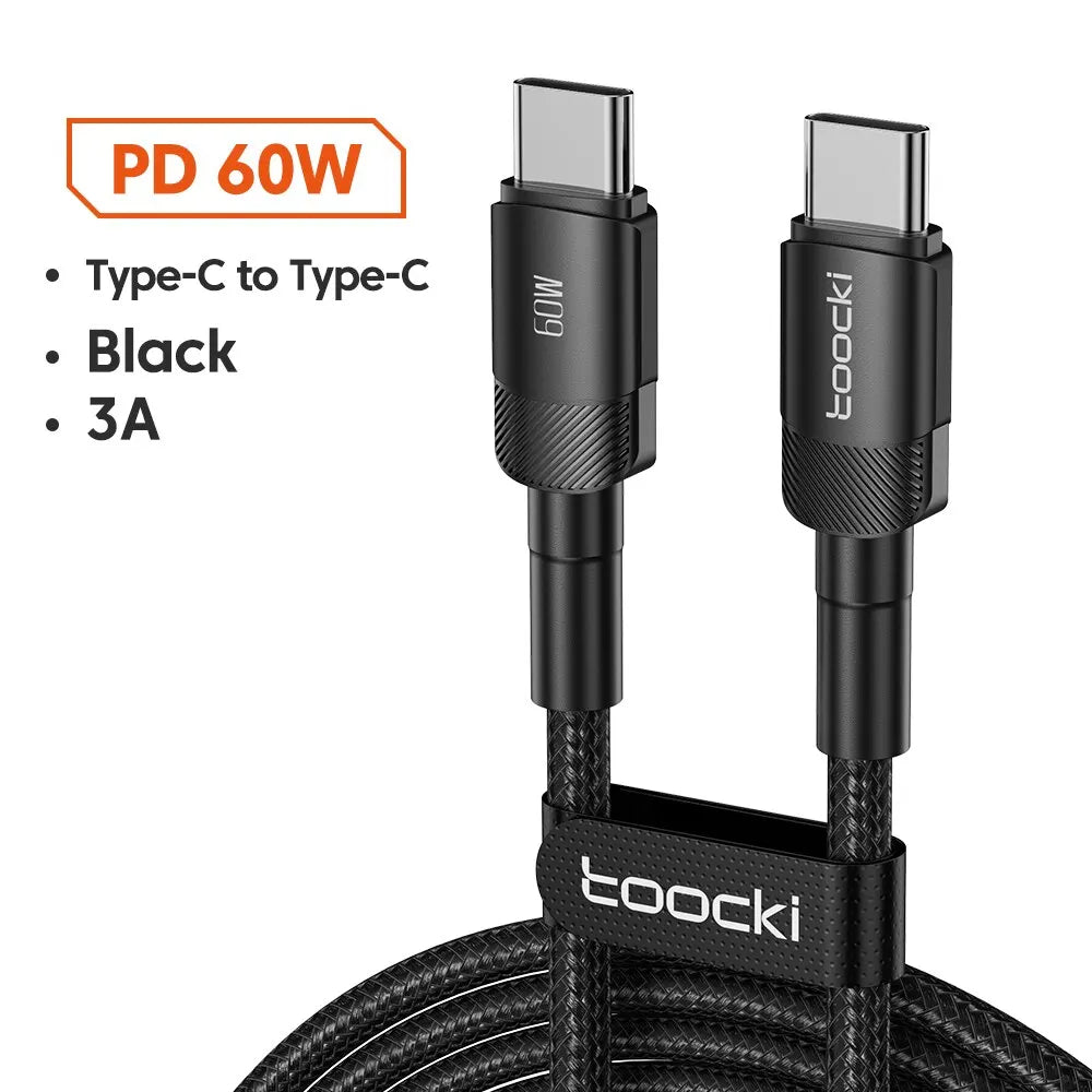 Toocki USB Type C Cable Fast Charging USB C Charger Cord For iPhone 15 14 13 12 11 Huawei P40 P30 Realme Oppo Oneplus Samsung