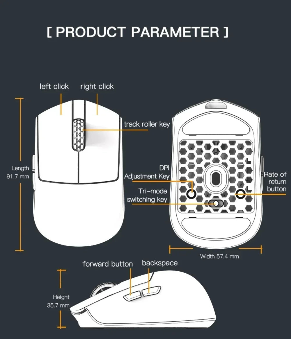 Darmoshark  M5 Pro Wireless Mouse PAW3950 8K Bluetooth Tri-Mode Connection Gaming Macro Mouse 30000DPI N52840 38g Lightweight