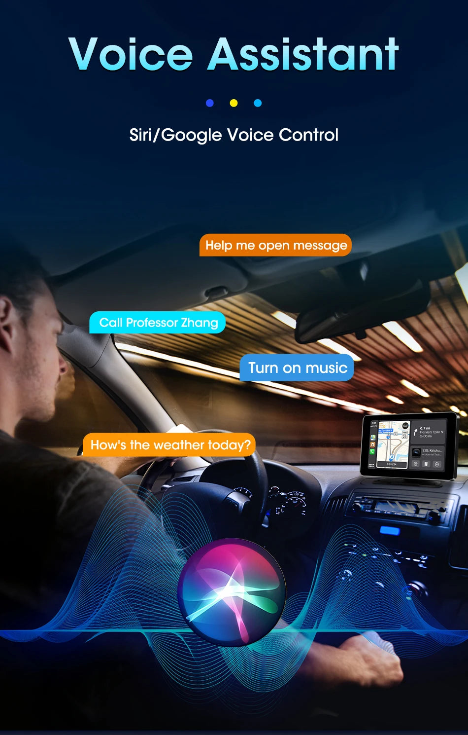 Vtopek 8.1 Inch 2.5K Dash Cam Wireless Carplay Android Auto Car DVR WiFi GPS Navigation Rearview Camera Dashboard Video Recorder