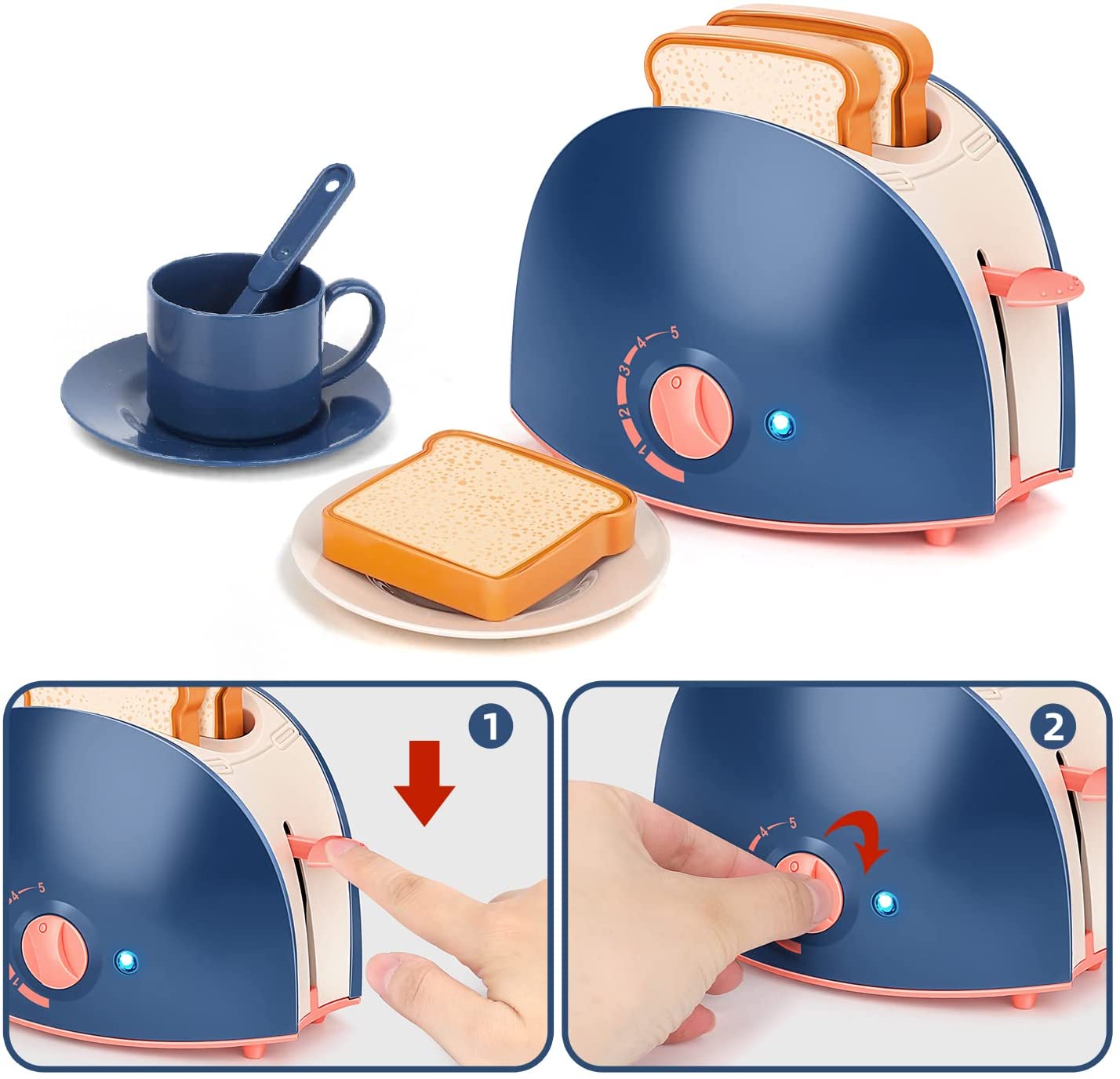 Mini Household Appliances Kitchen Toys, Pretend Play Set with Coffee Maker Blender Mixer and Toaster for Kids Boys Girls Gifts