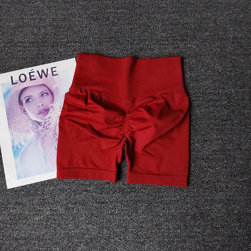 Yoga Shorts Peach Hot Girls Three-Cross Pants High Waist Knitted Pressure Running Sport Elastic Belly Lifting Butt Tight Pants