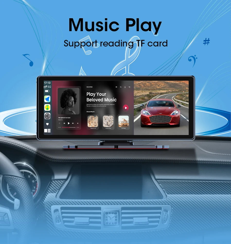 Vtopek 8.1 Inch 2.5K Dash Cam Wireless Carplay Android Auto Car DVR WiFi GPS Navigation Rearview Camera Dashboard Video Recorder