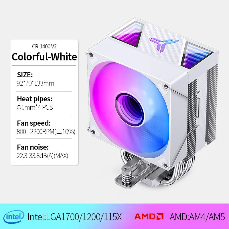 JONSBO-PWM Ventilador CPU, 4 Heat Pipe, CPU Cooler, Refrigerador de ar para Intel LGA1700, 1200, 115X, AMD, AM4, AM5,CR-1400 EVO