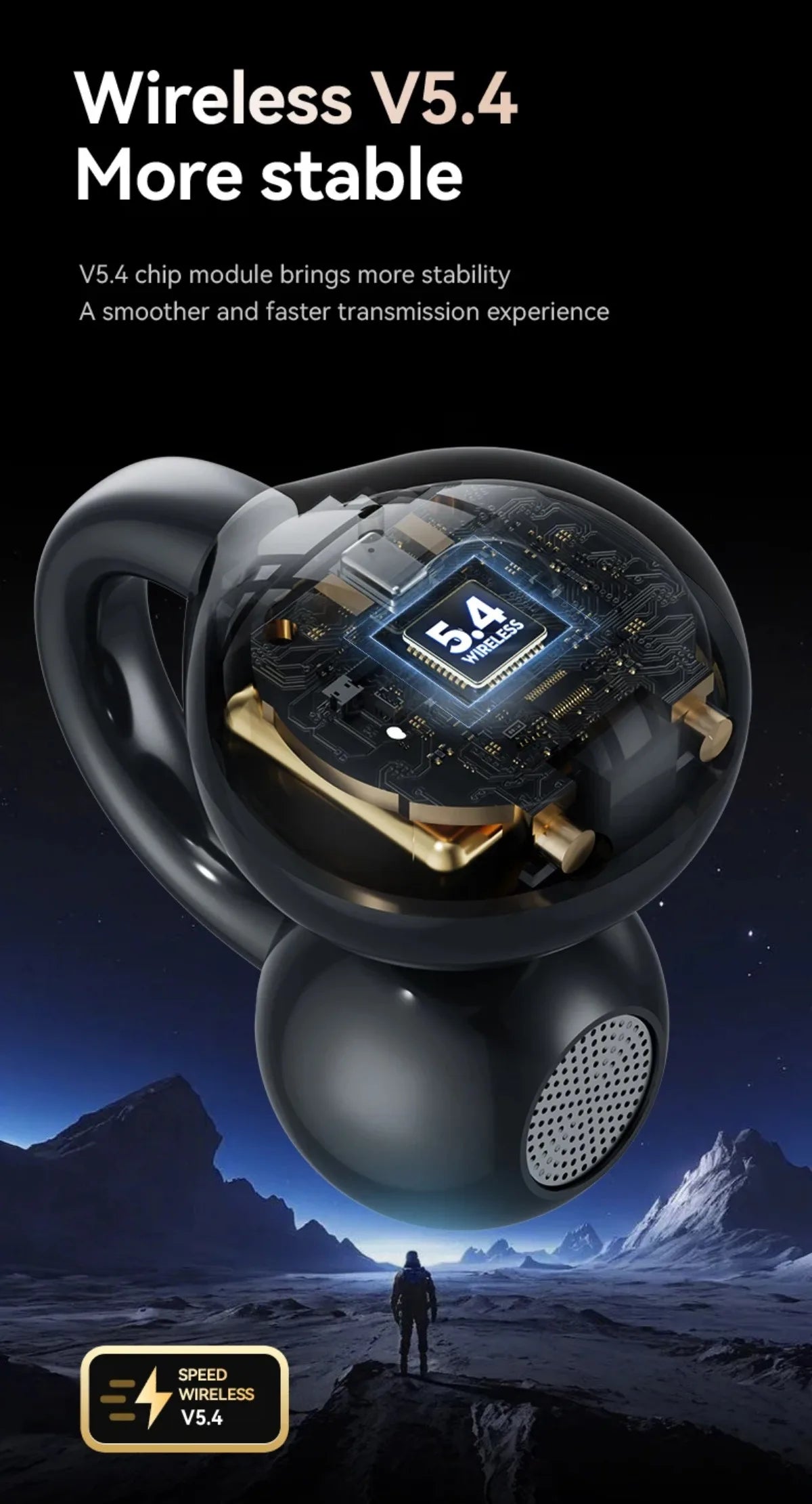 Wireless Ear Clip Earphones with Touch Screen 144 Languages AI Real Time Translation Headphones Smart Bluetooth Earbuds Device