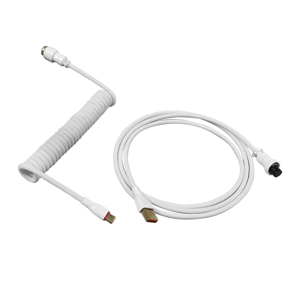 Type-c To USB Aviation Connector 2 in 1 Coiled Aviator Data Cable Rgb Colorful Lights Air Plug Connector for Mechanical Keyboard