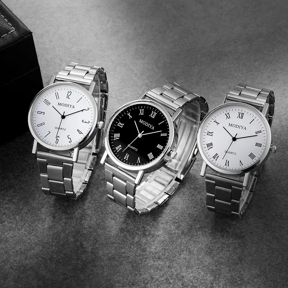 Men's Watch Casual Silver Alloy Band Male Quartz Watches