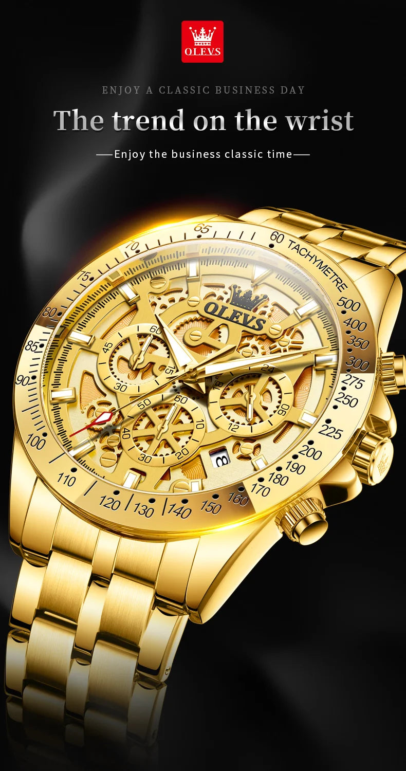 OLEVS 9913  Men's Watches Original Quartz Watches For Men Waterproof Luminous Chronograph Date 24 Hours Watches Luxury Men