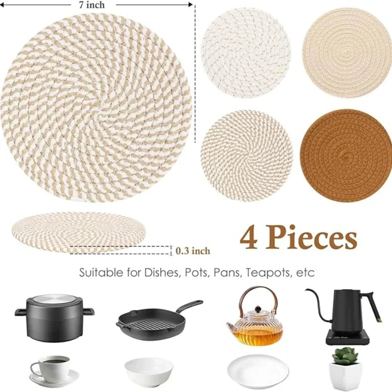 Hot POTS and pans 4 heat-resistant pad kitchen pot holders for new home and farmhouse decor Home essentials for fall home decor