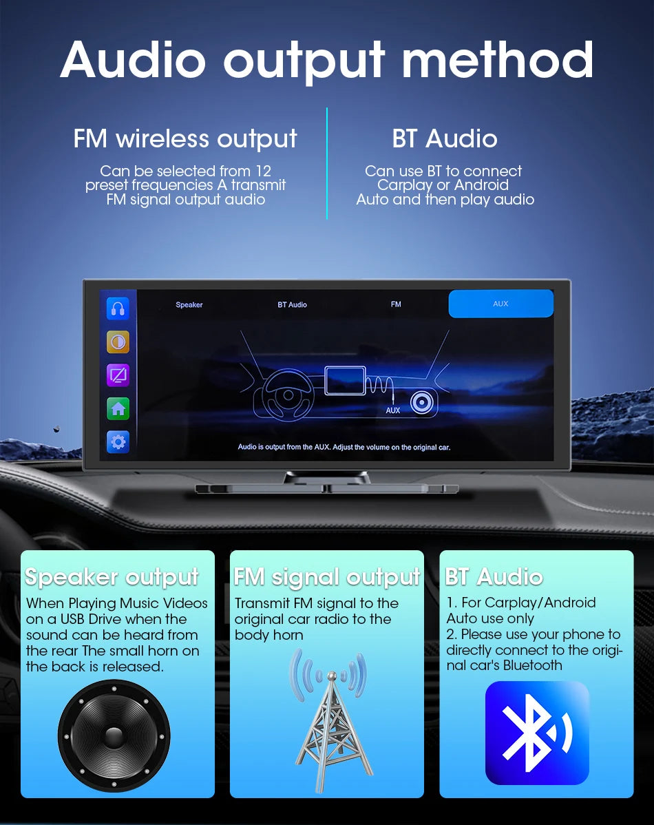 Develuck NEW 11.26 inch 4K DVR Wireless CarPlay and Android Auto Portable Dash Cam Car Screen Video Recorder 5G WIFI Navigation