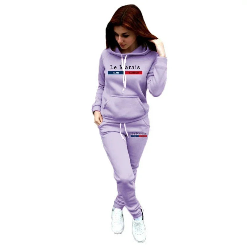 Clothing Comfort Set Quality Casual Hot Sales Fashion Woman Two Piece Set Daily Hoodie Sports Jogging Printing Women's Tracksuit
