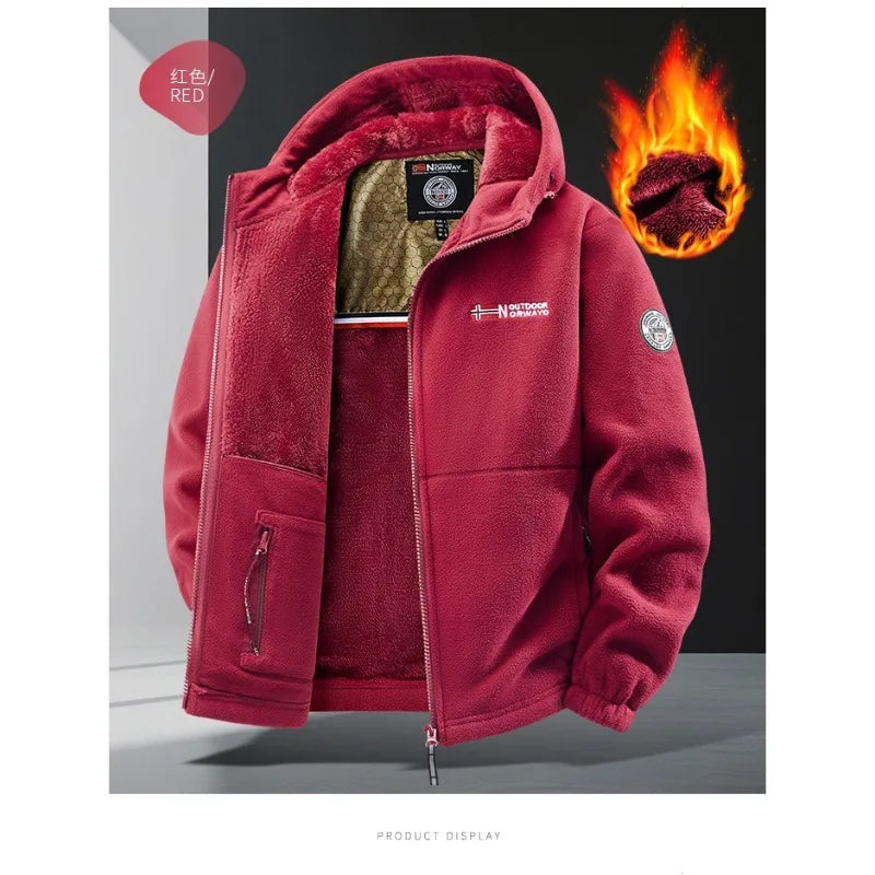 Winter New Fashion Trend Retro Sports Thick Warm Lamb Wool Jacket Men's Casual Loose Comfortable High-Quality Plus Size Jacket