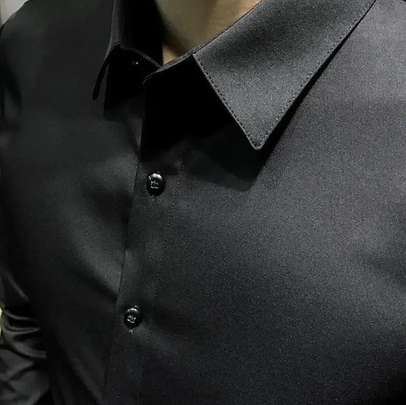 Clothes Business Male Top Plain with Print Men's Shirt and Blouse White Long Sleeve Elegant Hipster Silk Designer Cheap Brand I