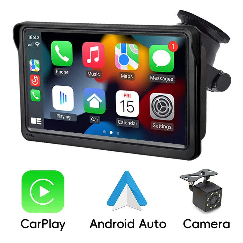 Hippcron CarPlay Android Auto Car Radio Multimedia Video Player 7inch Portable Touch Screen With USB AUX For Rear View Camera
