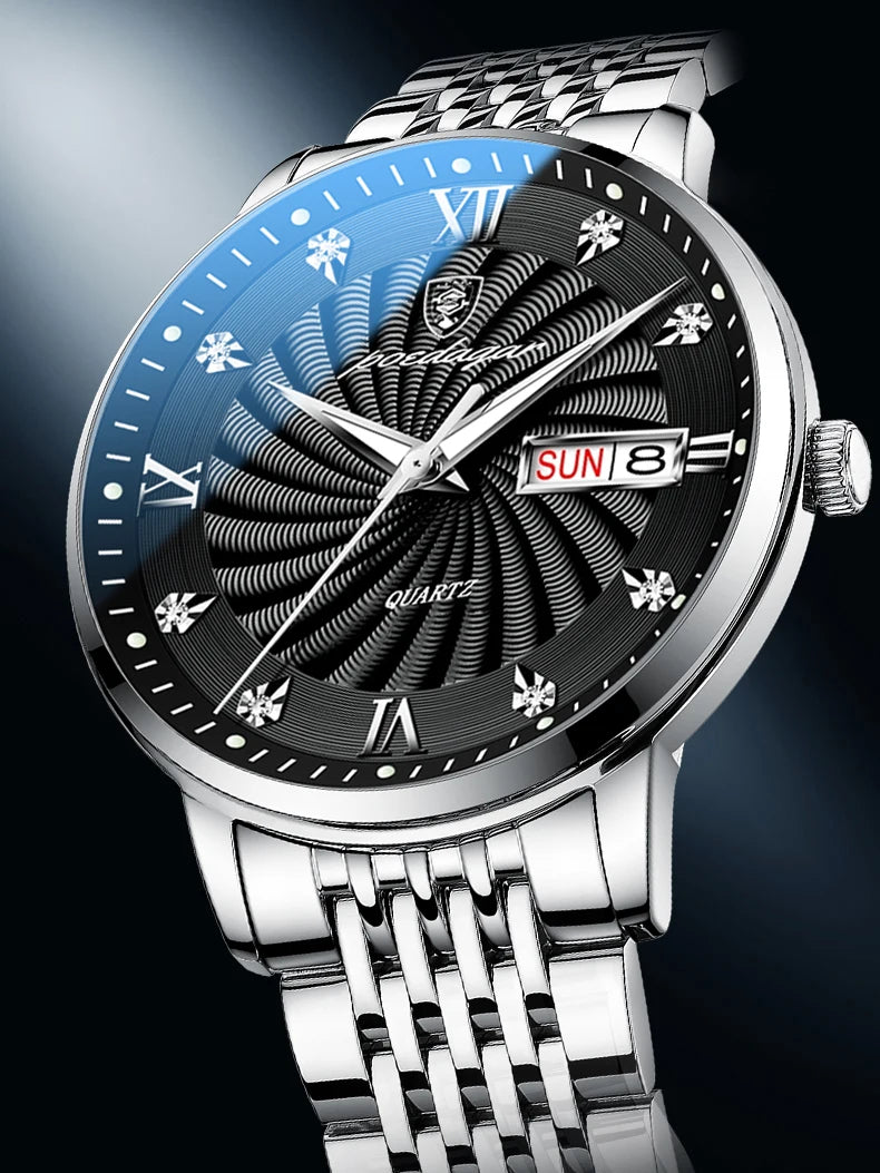 POEDAGAR Luxury Brand Man Watch Waterproof Luminous Date Week Men's Quartz Wristwatch Stainless Steel Fashion Sports Men Watches