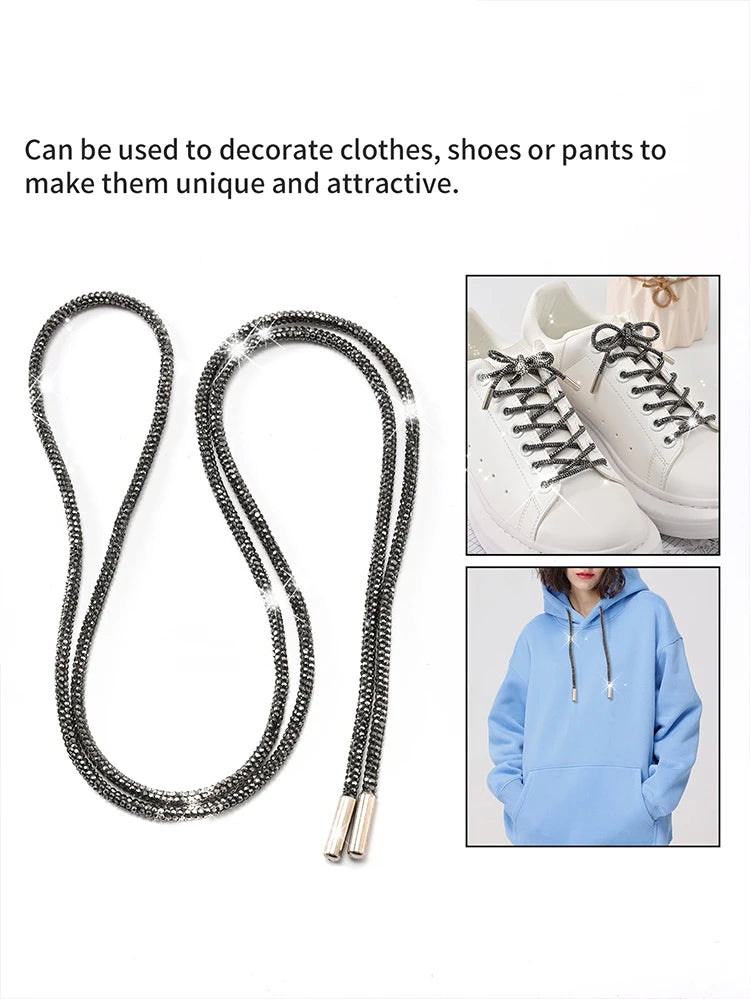 1 Pair/2 Pc Rhinestone Shoe Lace Luxury Diamond ShoeLace  Bright String Cross Braiding Strap DIY Drawstring