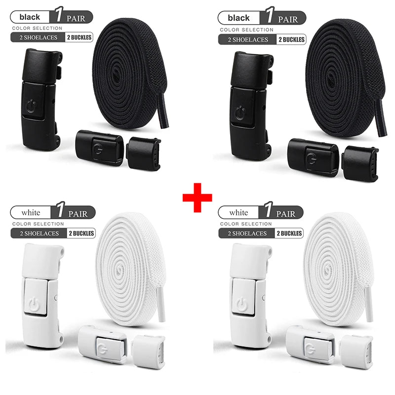 8mm No Tie Shoe Laces Press Lock Shoelaces Without Ties Elastic Laces Sneaker Kids Adult Widened Flat Shoelace for Shoes