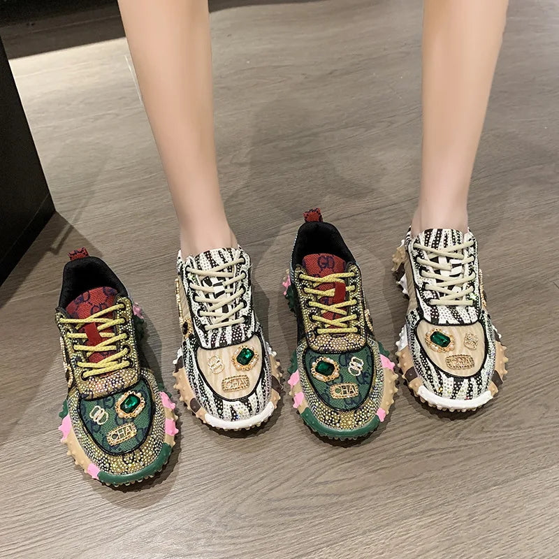 2025 Women Shoes New Rhinestone Women Sneakser Diamond Breathable Casual Designer Sneakers for Women Tenis Shose