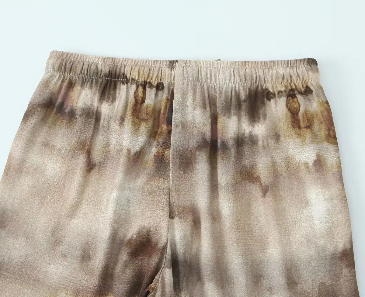 Women's clothing 2025 new fashion casual suits women's clothing European and American style tie-dye printed shirt straight pants