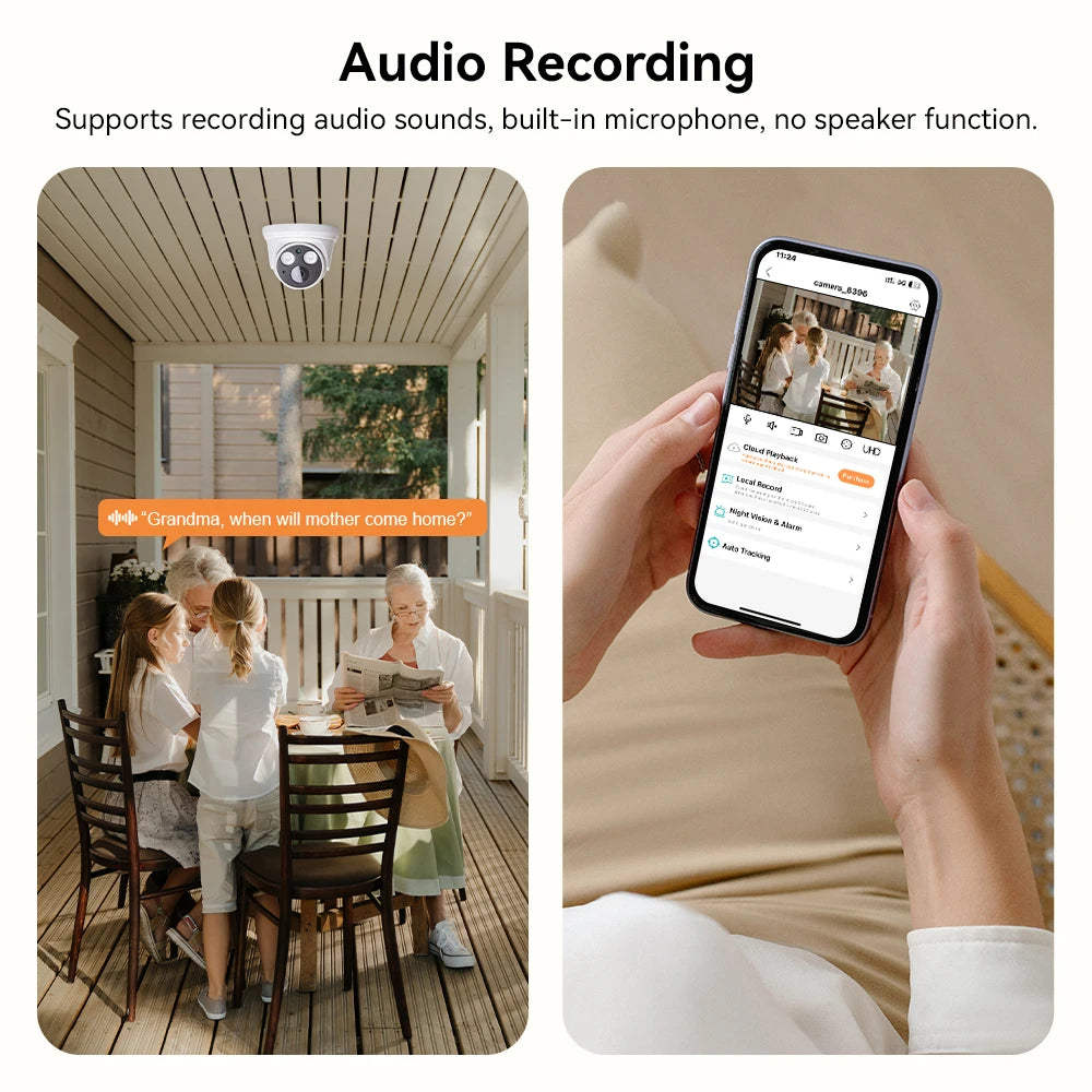 Hamrolte 8MP 4K IP Camera 5MP Dome Indoor Camera Internal Microphone Nigthvision XMeye H.265 Low Storage DC12V POE48V Optional