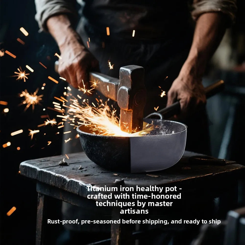 Titanium iron pot, non stick pot, thickened extreme iron wok, cast iron pot, induction cooker, gas universal flat bottomed pot