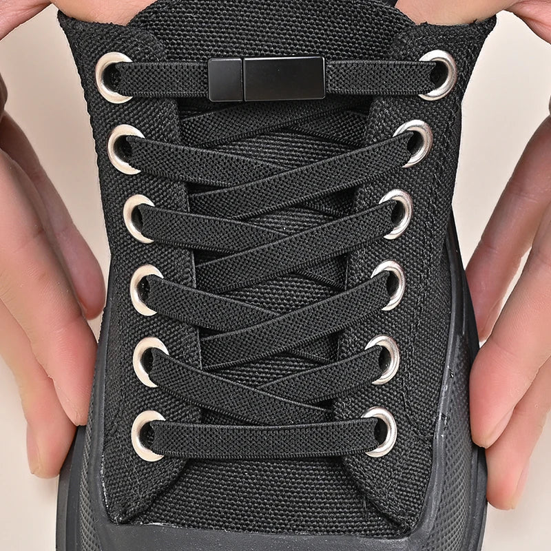 Magnetic Buckle No Tie Shoe Laces Elastic Shoelaces Without Ties Laces Sneaker Kids Adult Widened Flat Shoelace for Shoes