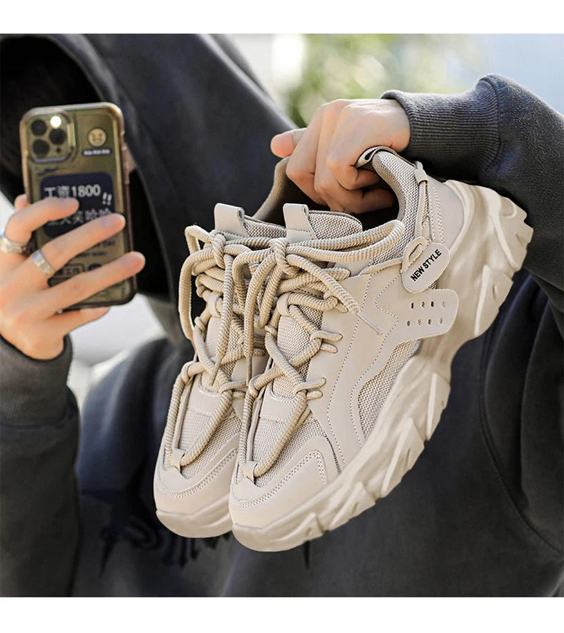 Sport Shose Male Fashion Street Shoes Lightweight Comfortable Lace-Up Gym Shoes Mens White Sneakers Platform Shoes Mens Trainers