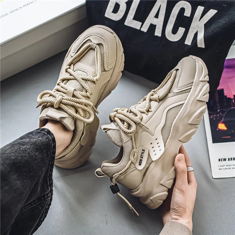 Sport Shose Male Fashion Street Shoes Lightweight Comfortable Lace-Up Gym Shoes Mens White Sneakers Platform Shoes Mens Trainers