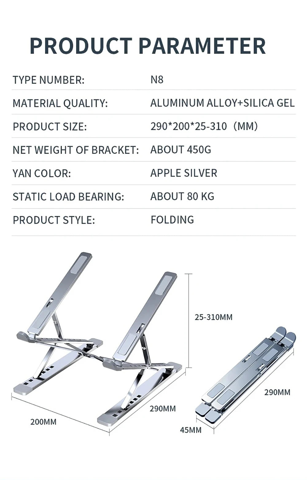 Aluminum Alloy Laptop Stand for Macbook Double Layer Adjustable Portable Laptop Bracket Cooling Stand Foldable Notebook Holder