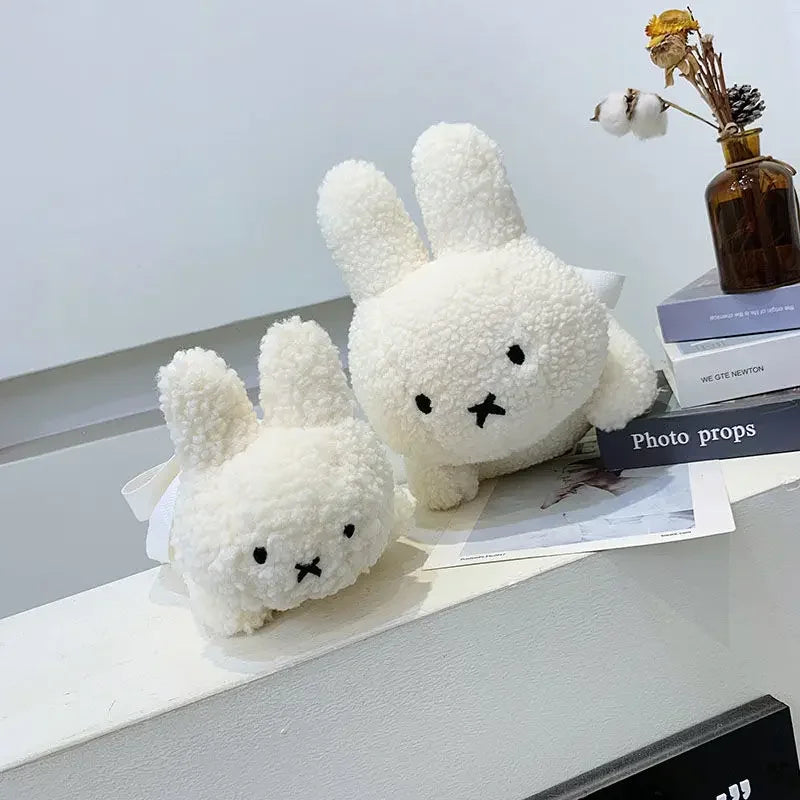 Kawaii Miffy Rabbit plush bag Doll Tote cartoon cute One shoulder Crossbody storage bag Birthday toy Christmas gift