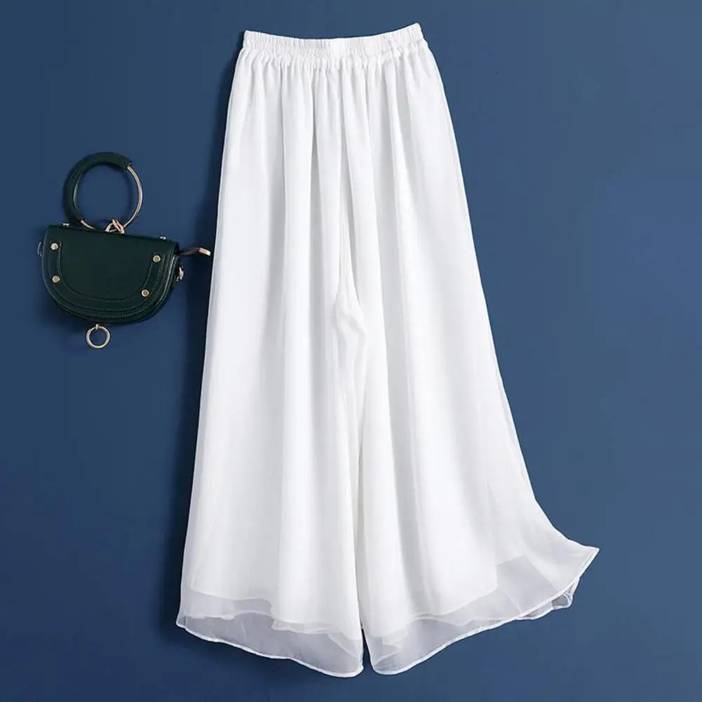 Women Chinese Classical Dance Clothing Female Elegant Trousers Practiice Clothes Modern Elastic Waist Ethnic Pants White Black