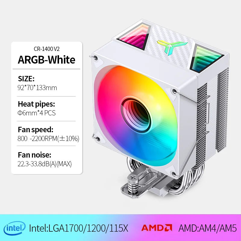 JONSBO-PWM Ventilador CPU, 4 Heat Pipe, CPU Cooler, Refrigerador de ar para Intel LGA1700, 1200, 115X, AMD, AM4, AM5,CR-1400 EVO