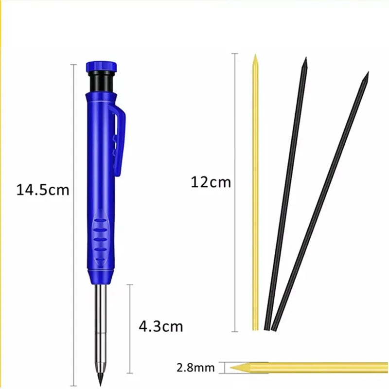 Solid Carpenter Pencil Set Woodworking Tools Mechanical Pencil 5 Colors Refill Construction Job Tools Carpentry Marking Scriber
