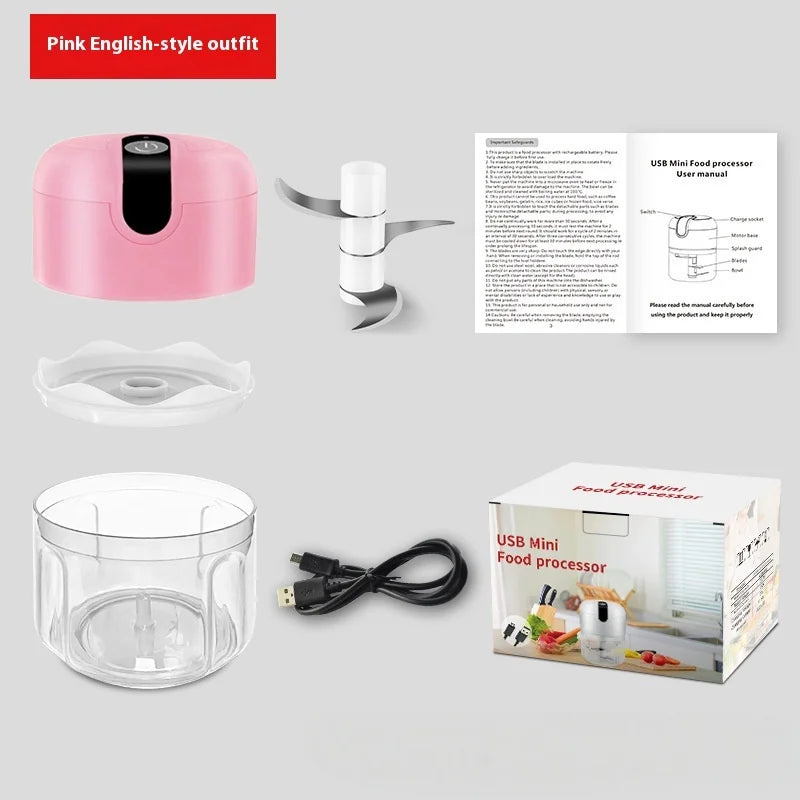 Electric Mini Garlic Vegetable Chopper Garlic Masher Portable Chopper Multi Function Meat Grinder Masher Machine Usb Charging