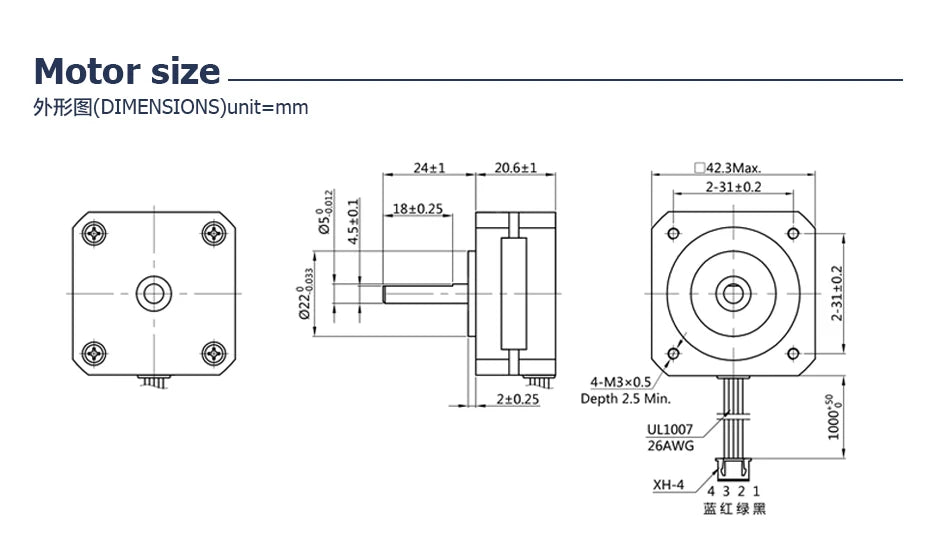 Trianglelab  HIGH Torque Stepper Motor 4-lead Nema 17 20.6mm 42 motor  extruder for DDB DDE ENDER3 CR10 VORON Titan  3D printer