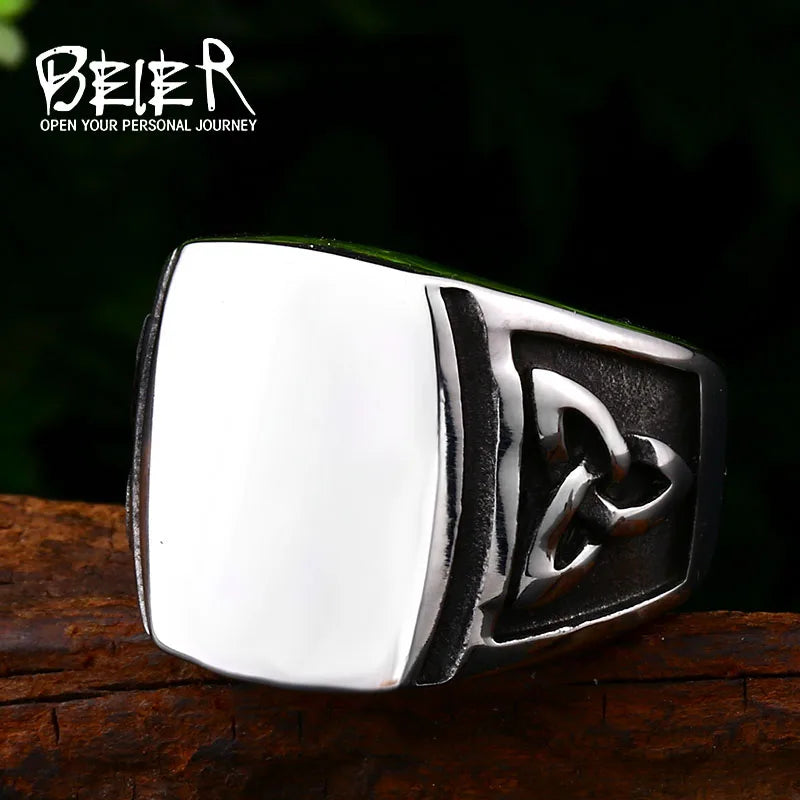 Beier Cool Men's Retro Egypt Pattern Stainless Steel Gothic Style Fashion Ring For Man LLBR8-037R