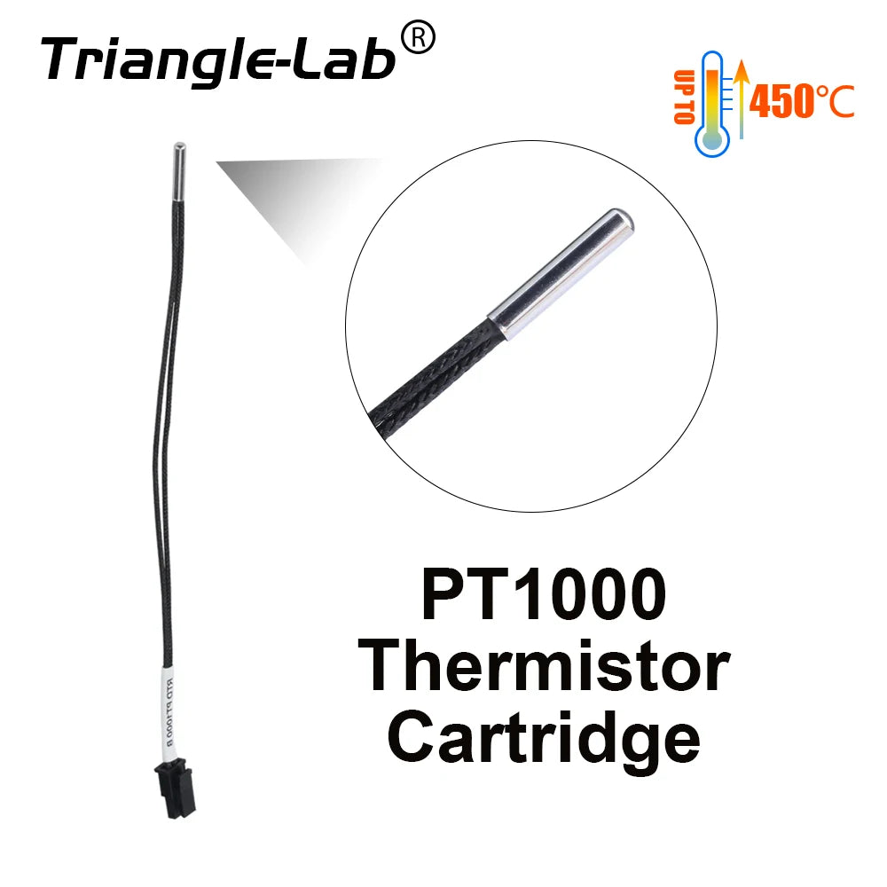 Trianglelab PT1000 Thermistor Cartridge for 3D printer Volcano/ v6 heater block UPTO 450C PEEK PEI PT100 printing