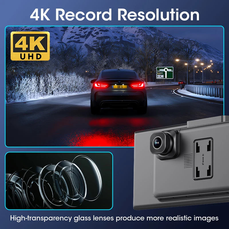 Develuck NEW 11.26 inch 4K DVR Wireless CarPlay and Android Auto Portable Dash Cam Car Screen Video Recorder 5G WIFI Navigation