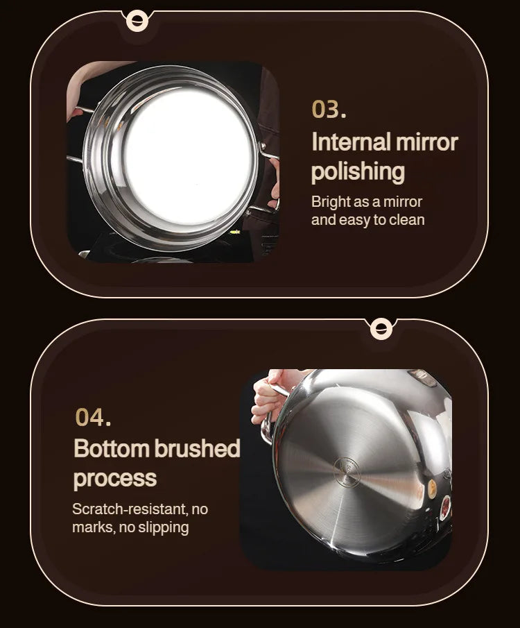 Double-ear Soup Pot Household Thickened 316 Stainless Steel Milk Pot Porridge Pot Small Cooking Pot Steaming Pot Induction