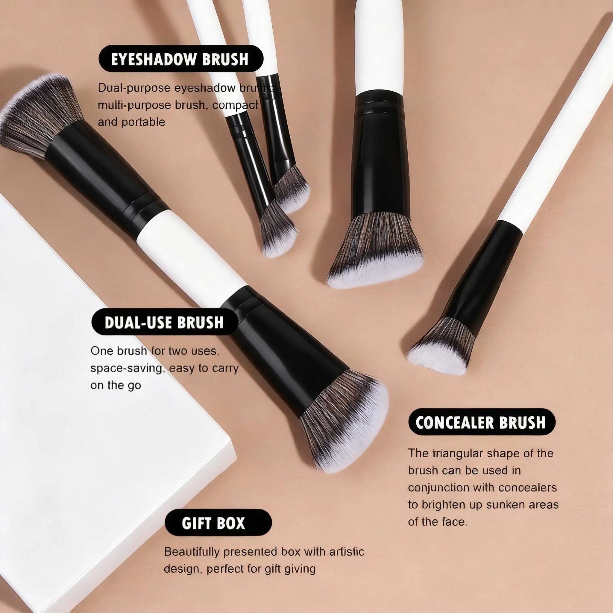 Makeup Brush Set 5pcs Makeup Brushes Double Sided Foundation Triangle Contour Blush Highlight Blending Eyebrow Brush Eyeshadow B