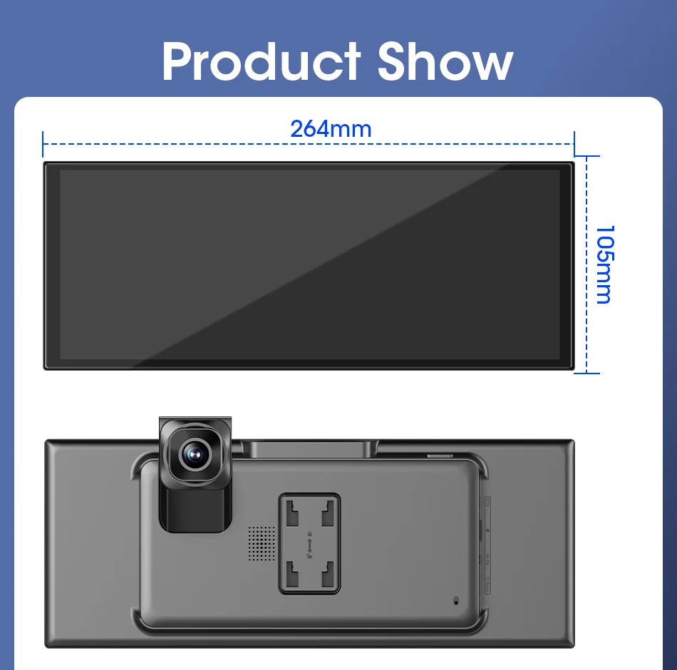 Develuck NEW 11.26 inch 4K DVR Wireless CarPlay and Android Auto Portable Dash Cam Car Screen Video Recorder 5G WIFI Navigation