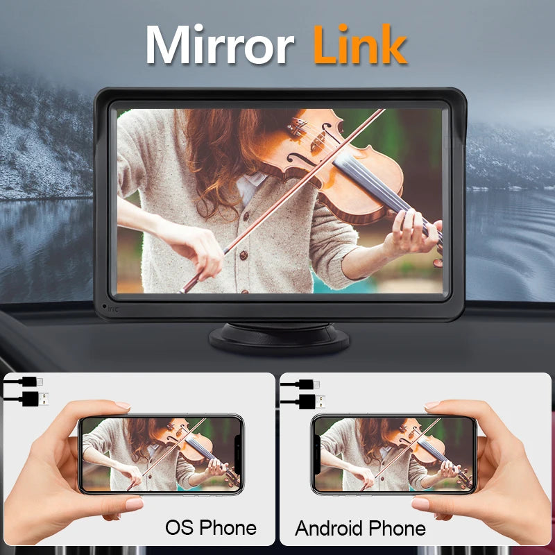 Hippcron 7inch Car Radio Multimedia Video Player Wireless Carplay And Wireless Android Auto Portable Universal Touch Screen