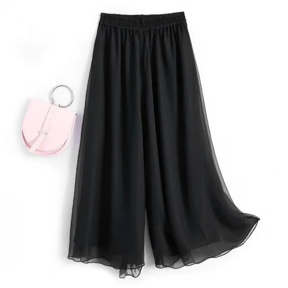 Women Chinese Classical Dance Clothing Female Elegant Trousers Practiice Clothes Modern Elastic Waist Ethnic Pants White Black