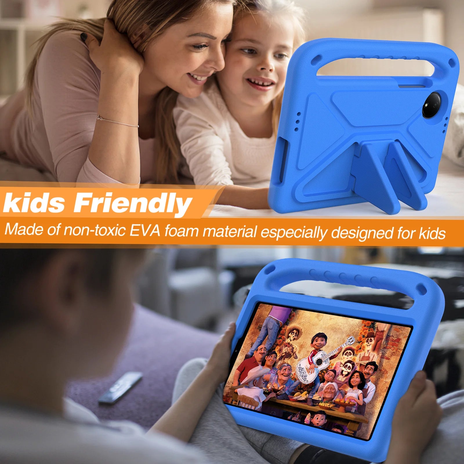 Kids Friendly EVA Case For Xiaomi Redmi Pad SE 4G 2024 8.7 inch Built-in Kickstand Cover With Hand Holder Shockproof Protection