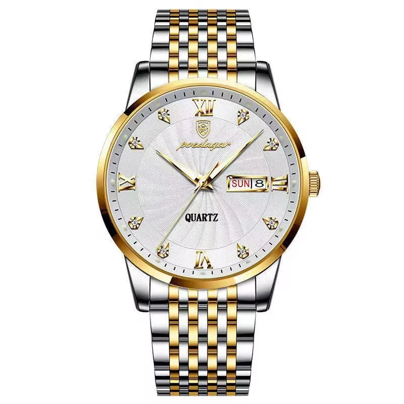 POEDAGAR Luxury Brand Man Watch Waterproof Luminous Date Week Men's Quartz Wristwatch Stainless Steel Fashion Sports Men Watches