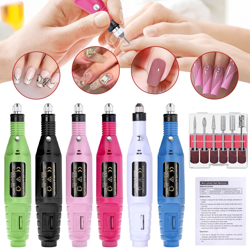LULAA Electric Nail Drill Kit Portable Nail File Machine Nail Rotary Tool Manicure with USB Cable Christmas Gift for Women