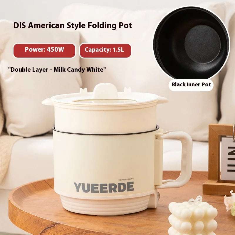 Portable Electric Heating Pot 1.5L Multi-purpose Cooker with Cover Automatic Temperature Control Fast Cooker for InstantNoodles