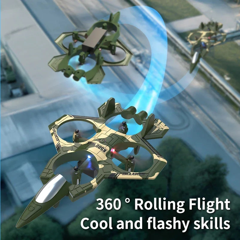 K500 MAX RC Plane Fighter 2.4G Remote Control Stunt Glider 360 ° Rolling Flight Flying EPP Foam Airplane with LED Toys for Kids